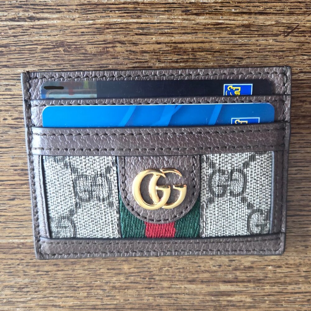 💯% Authentic Brown Gucci Ophidia GG Card Case: